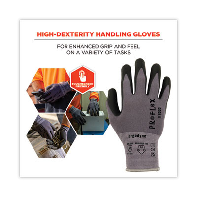 Proflex 7000 Nitrile-Coated Gloves Microfoam Palm, En388: 4121A, 9" Long, Large, Gray, Pair