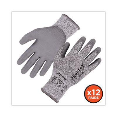 Proflex 7030 Ansi A3 Pu Coated Cr Gloves, En388: 4X42C, 9" Long, Small, Gray, 12 Pairs