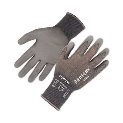 Proflex 7044 Ansi A4 Pu Coated Cr Gloves, En388: 4X42D, 9" Long, Large, Gray, Pair