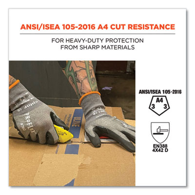 Proflex 7043 Ansi A4 Nitrile Coated Cr Gloves, En388: 4X42D, 9" Long, Small, Gray, 12 Pairs