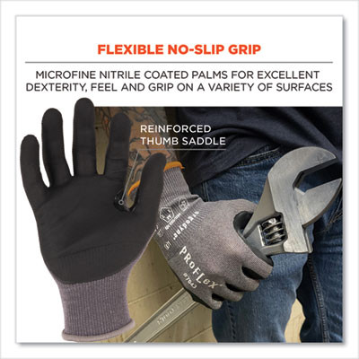Proflex 7043 Ansi A4 Nitrile Coated Cr Gloves, En388: 4X42D, 9" Long, Xx-Large, Gray, 12 Pairs