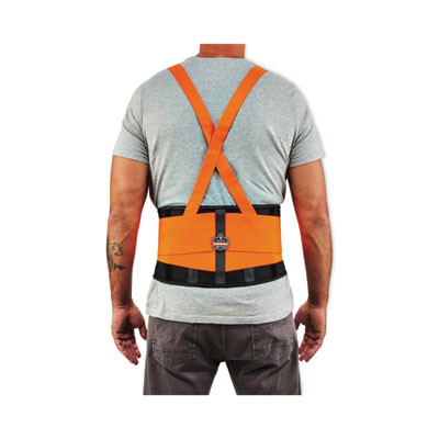 Proflex 100Hv Economy Hi-Vis Spandex Back Support Brace, Large, 34" To 38" Waist, Black/Orange