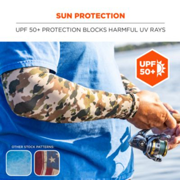 Chill-Its 6695 Sun Protection Arm Sleeves, Polyester/Spandex, Medium/Large, Camo