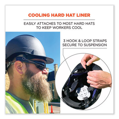 Chill-Its 6716 Cooling Hard Hat Liner - Polymers, 13.25 x 1.88, Blue