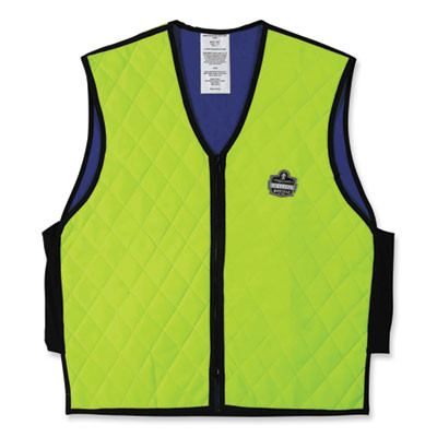 Chill-Its 6665 Embedded Polymer Cooling Vest With Zipper, Nylon/Polymer, Medium, Lime