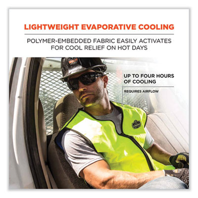 Chill-Its 6665 Embedded Polymer Cooling Vest With Zipper, Nylon/Polymer, Medium, Lime