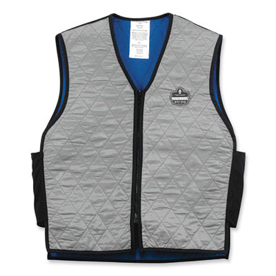 Chill-Its 6665 Embedded Polymer Cooling Vest With Zipper, Nylon/Polymer, 3X-Large, Gray
