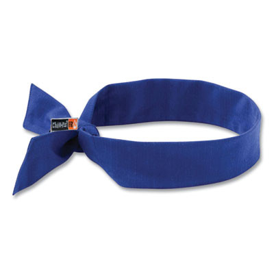 Chill-Its 6700Fr Fire Resistant Cooling Tie Bandana Headband, Modacrylic Cotton/Polymers, One Size Fits Most, Blue