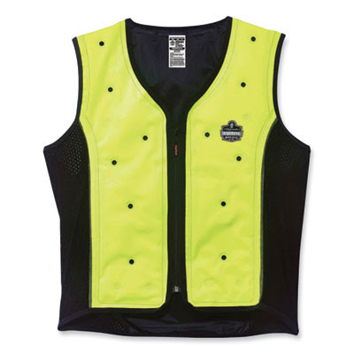 Chill-Its 6685 Premium Dry Evaporative Cooling Vest With Zipper, Nylon, Large, Lime