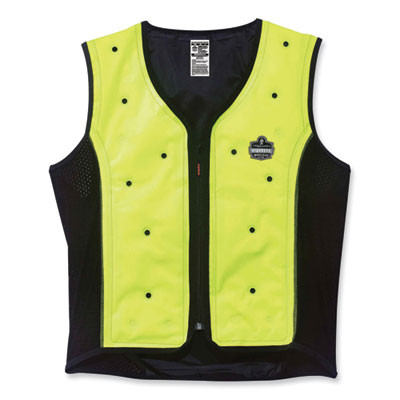 Chill-Its 6685 Premium Dry Evaporative Cooling Vest With Zipper, Nylon, 3X-Large, Lime