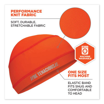 Chill-Its 6632 Performance Knit Cooling Skull Cap, Polyester/Spandex, One Size Fits Most, Orange