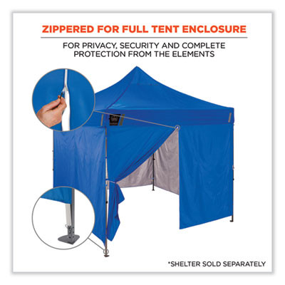 Shax 6096 Pop-Up Tent Sidewall With Zipper, Single Skin, 10 Ft x 10 Ft, Polyester, Blue