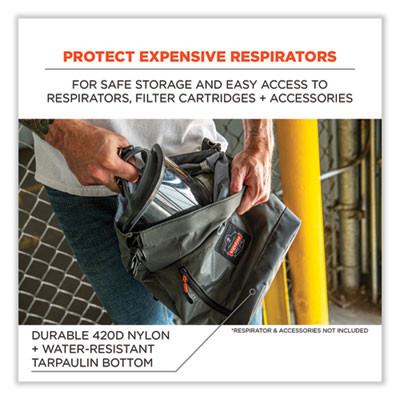Arsenal 5186 Full Respirator Bag With Roll Top Closure, 7.5 x 13.5 x 13.5, Gray