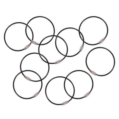 Arsenal 5719 Wire Cable Key Ring, 1.88" Dia, Iron, Black, 10/Pack