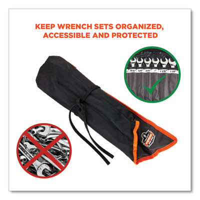 Arsenal 5873 Polyester Wrench Roll Up, 14 Compartments, 26.5 x 5, Polyester, Black