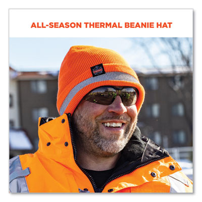 N-Ferno 6803 Reflective Rib Knit Winter Hat, Acrylic, One Size Fits Most, Orange