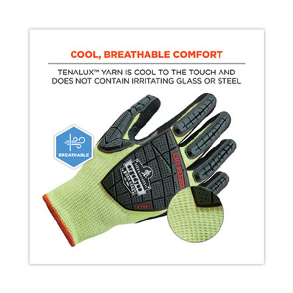Proflex 7141 Ansi A4 Dir Nitrile-Coated Cr Gloves, En388: 4X42Dp, 9" Long, Medium, Lime, 72 Pairs/Carton