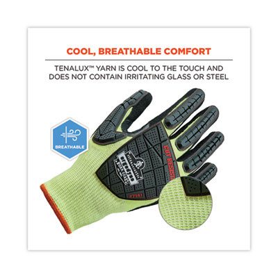 Proflex 7141 Ansi A4 Dir Nitrile-Coated Cr Gloves, En388: 4X42Dp, 9" Long, Medium, Lime, 72 Pairs/Carton
