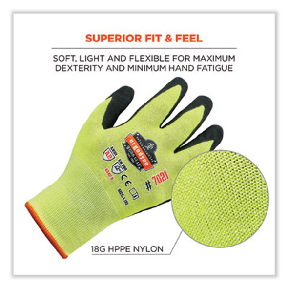 Proflex 7021-Case Hi-Vis Nitrile Coated Cr Gloves, En388: 4342B, 9.75" Long, X-Large, Lime, 144 Pairs/Carton