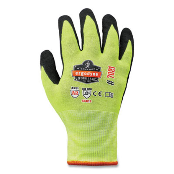 Proflex 7021-Case Hi-Vis Nitrile Coated Cr Gloves, En388: 4342B, 9.75" Long, X-Large, Lime, 144 Pairs/Carton