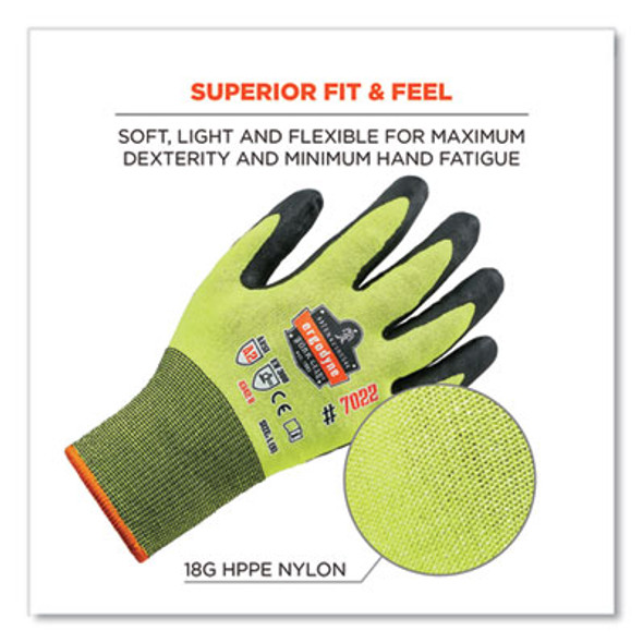 Proflex 7022 Ansi A2 Coated Cr Gloves Dsx, En388: 4342B, 9.25" Long, Large, Lime, Pair