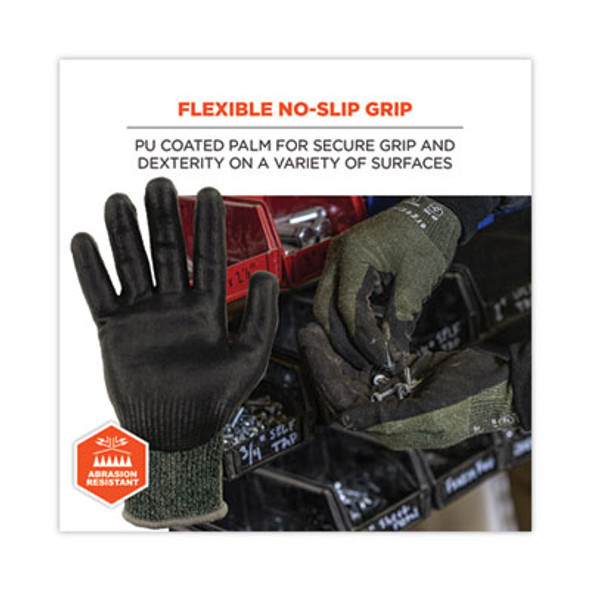 Proflex 7070 Ansi A7 Nitrile Coated Cr Gloves, En388: 4X42F, 9" Long, Medium, Green, Pair