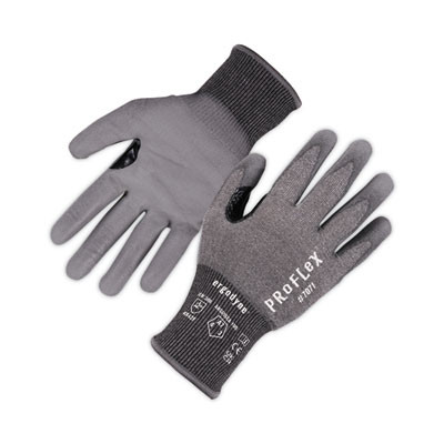 Proflex 7071 Ansi A7 Pu Coated Cr Gloves, En388: 4X42F, 9" Long, Small, Gray, Pair