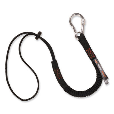 Squids 3105 Tool Lanyard With Aluminum Carabiner + Cinch-Loop, 15 Lb Max Working Capacity, 32" To 48" Long, Black, 10/Pack