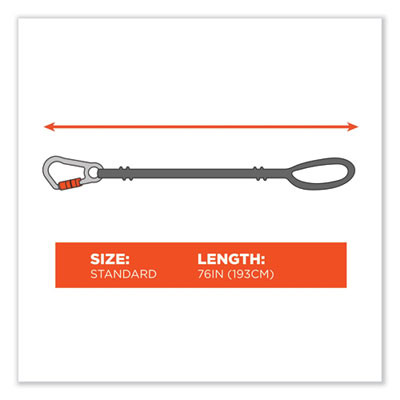 Squids 3148 Tool Lanyard With Xl Carabiner + Threaded Loop, 80 Lb Max Working Capacity, 76" Long, Orange/Black