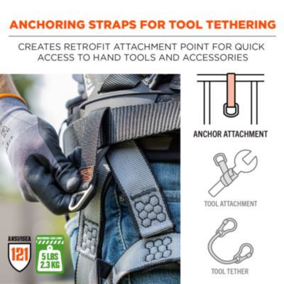 Squids 3171 Anchor Strap Belt Loop Attachment For Tool Tethering, 5 Lb Max Working Capacity, 5" Long, Black, 2/Pack