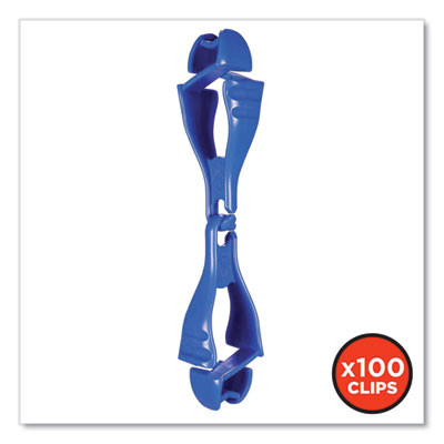 Squids 3400 Glove Clip Holder With Dual Clips, 1 x 1 x 6.5, Acetal Copolymer, Blue, 100/Carton