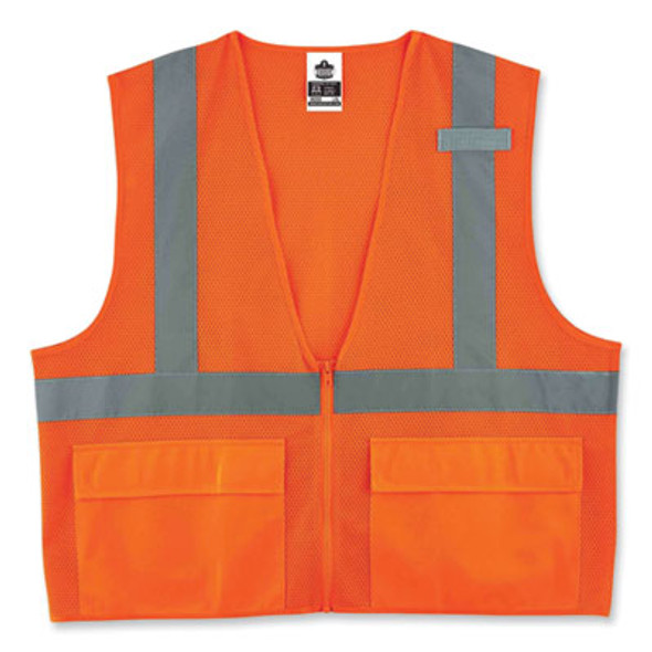 Glowear 8220Z Class 2 Standard Mesh Zipper Vest, Polyester, Small/Medium, Orange