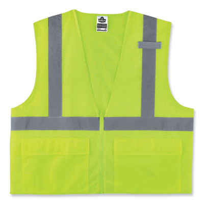 Glowear 8220Z Class 2 Standard Mesh Zipper Vest, Polyester, 2X-Large/3X-Large, Lime