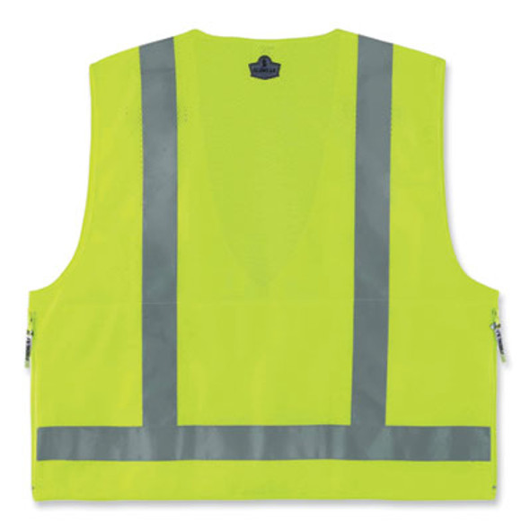 Glowear 8250Z Class 2 Surveyors Zipper Vest, Polyester, Small/Medium, Lime