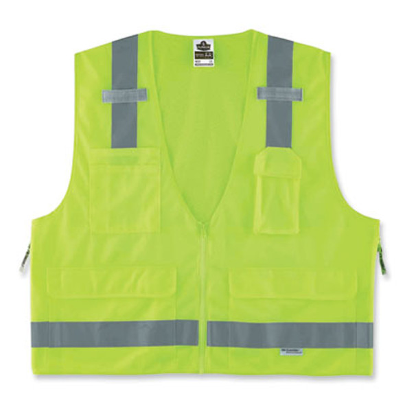 Glowear 8250Z Class 2 Surveyors Zipper Vest, Polyester, Small/Medium, Lime