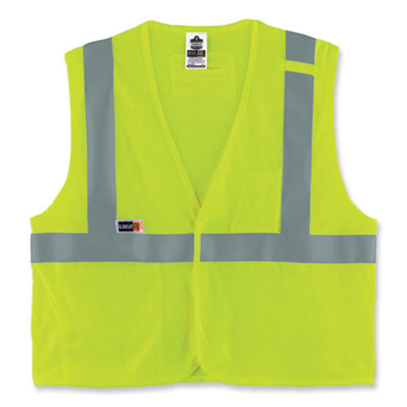 Glowear 8263Frhl Class 2 Fr Safety Economy Hook And Loop Vest, Modacrylic Mesh/Cotton, 2X-Large/3X-Large, Lime