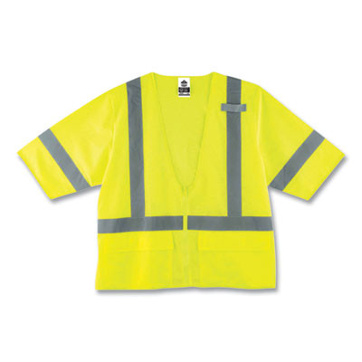 Glowear 8320Z Class 3 Standard Zipper Vest, Polyester, Large/X-Large, Lime
