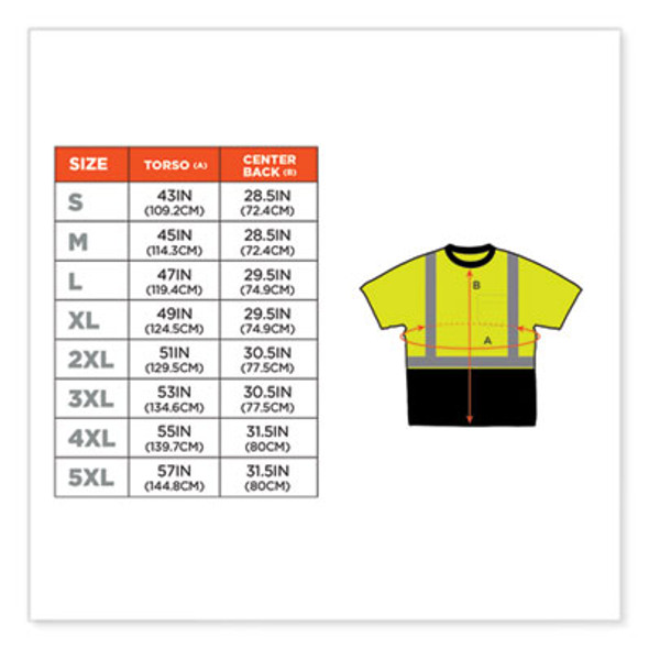 Glowear 8289Bk Class 2 Hi-Vis T-Shirt With Black Bottom, Medium, Lime