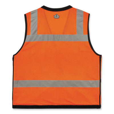 Glowear 8253Hdz Class 2 Heavy-Duty Mesh Surveyors Vest, Polyester, Small/Medium, Orange