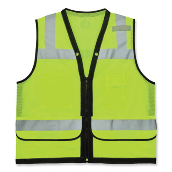 Glowear 8253Hdz Class 2 Heavy-Duty Mesh Surveyors Vest, Polyester, 2X-Large/3X-Large, Lime