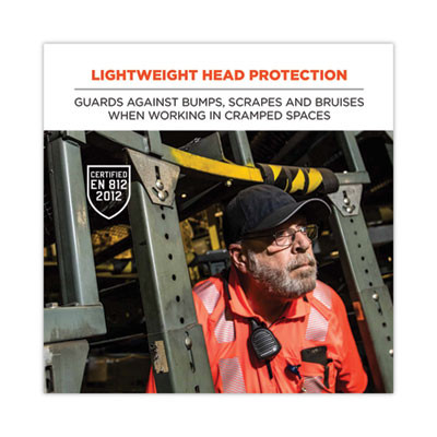 Skullerz 8955 Lightweight Bump Cap Hat, Long Front Brim, Xxx-Small To Large (Up To 7.5), 0.01" Insert, Black