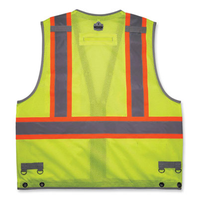 Glowear 8231Tv Class 2 Hi-Vis Tool Tethering Safety Vest, Polyester, 2X-Large/3X-Large, Lime