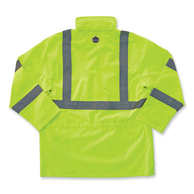 Glowear 8365 Class 3 Hi-Vis Rain Jacket, Polyester, X-Large, Lime