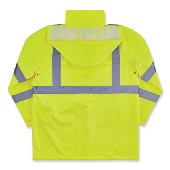 Glowear 8366 Class 3 Lightweight Hi-Vis Rain Jacket, Polyester, Medium, Lime