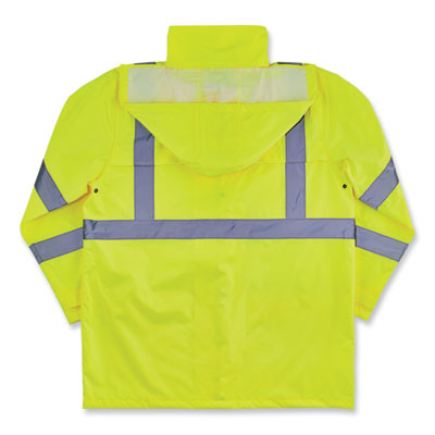 Glowear 8366 Class 3 Lightweight Hi-Vis Rain Jacket, Polyester, Medium, Lime