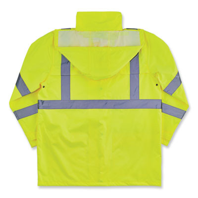 Glowear 8366 Class 3 Lightweight Hi-Vis Rain Jacket, Polyester, 5X-Large, Lime