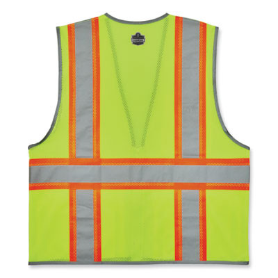 Glowear 8246Z-S Single Size Class 2 Two-Tone Mesh Vest, Polyester, Large, Lime