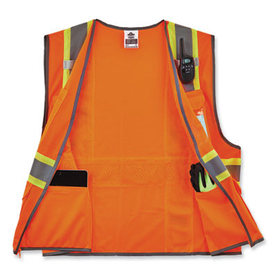 Glowear 8246Z-S Single Size Class 2 Two-Tone Mesh Vest, Polyester, 4X-Large, Orange