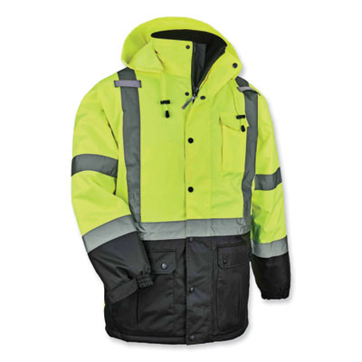 Glowear 8384 Class 3 Hi-Vis Quilted Thermal Parka, Small, Lime