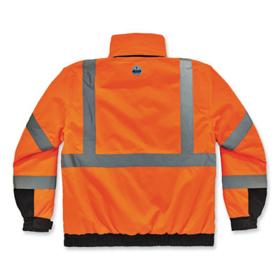 Glowear 8381 Class 3 Hi-Vis 4-In-1 Quilted Bomber Jacket, Orange, Large
